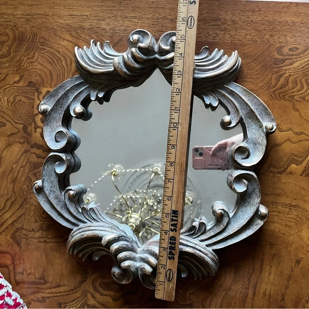 Elegant Gold Ornate Wall Mirror 14.5”x15.5”